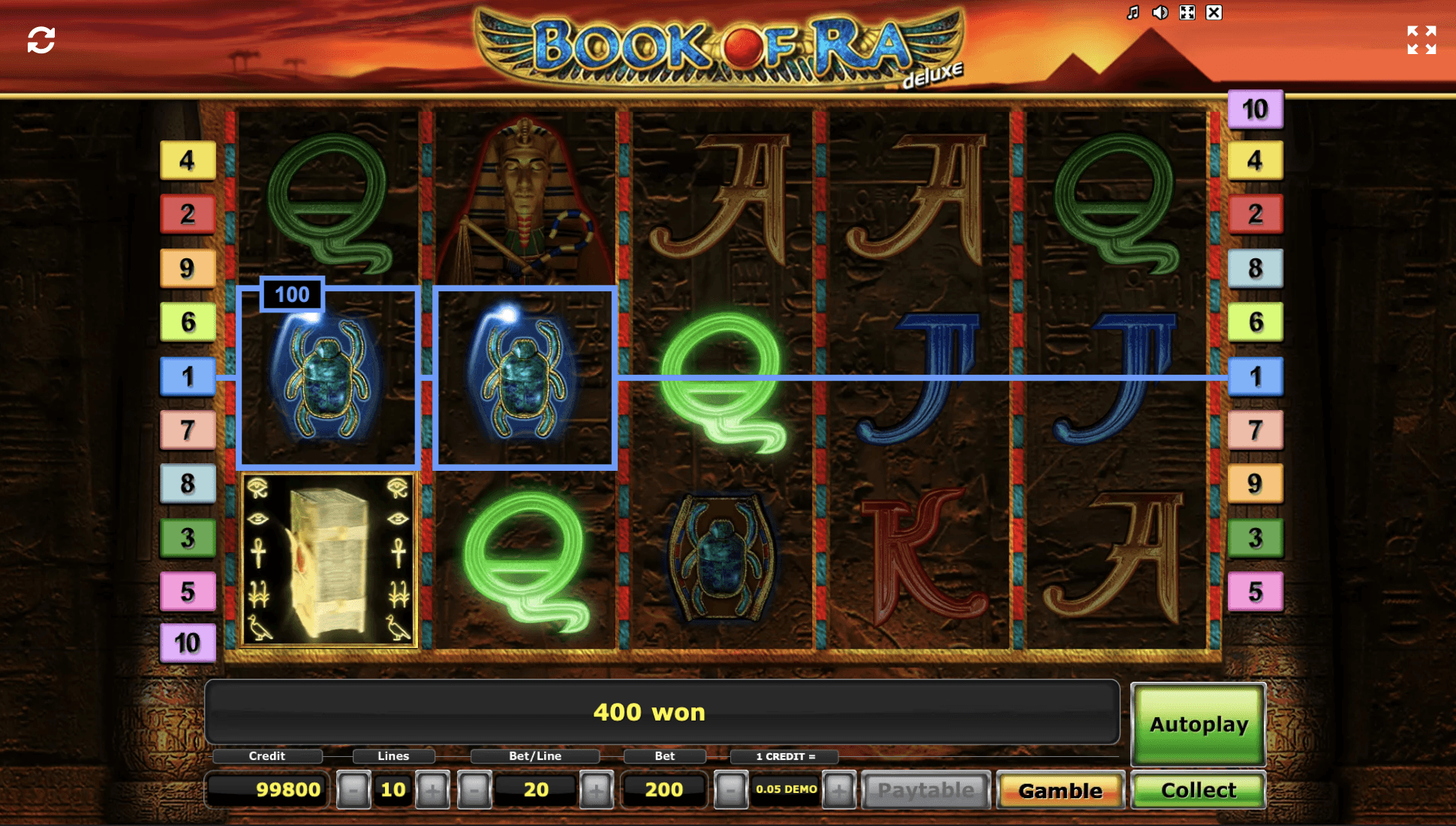 Book of Ra free spins trigger